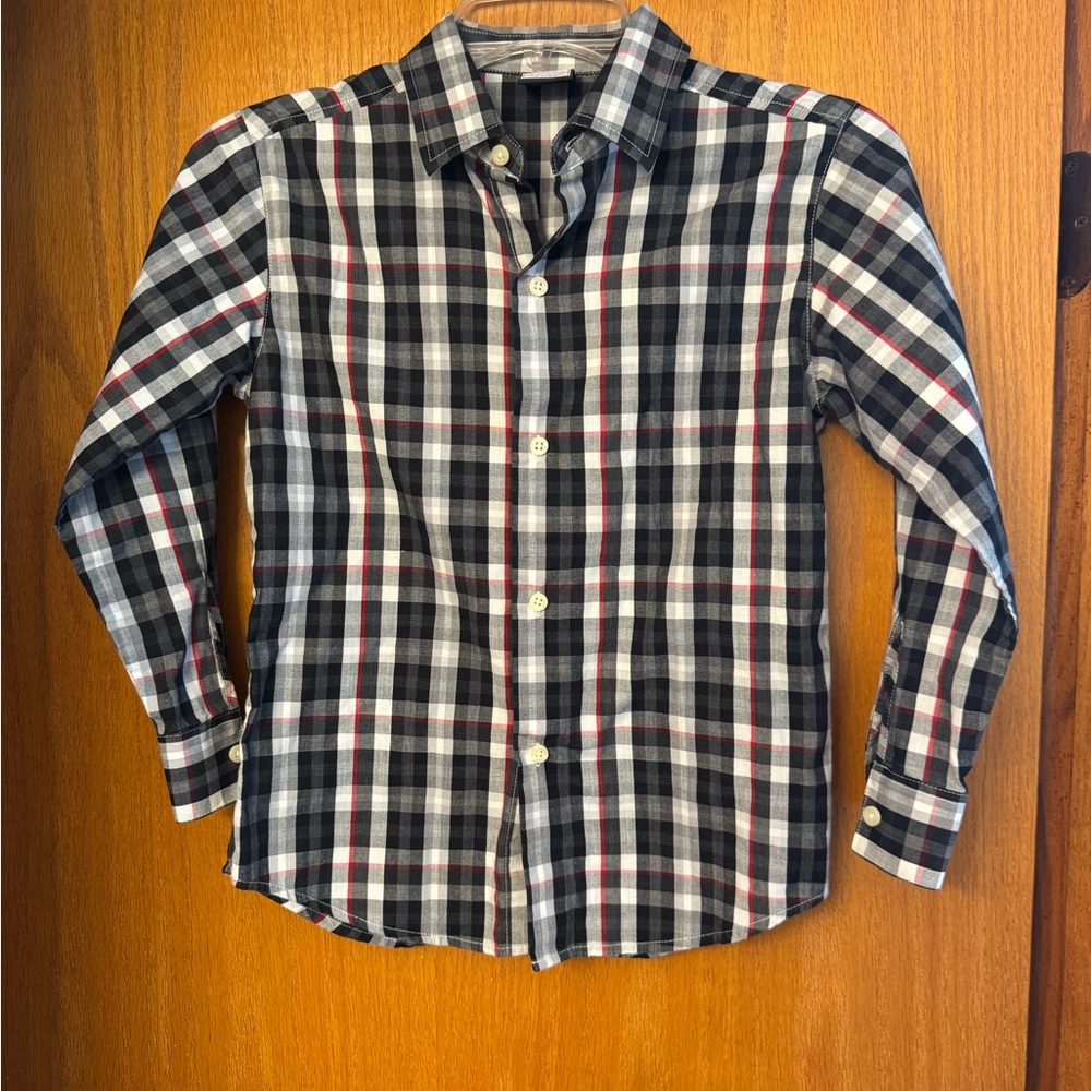 Izod Black white and Red Plaid button up Shirt